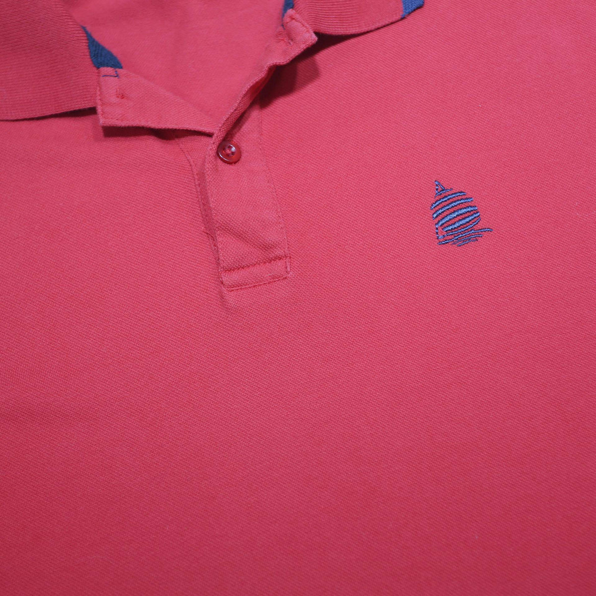 MARINA YACHTING Mens Red & Navy Contrast Short Sleeve Polo Shirt L Cotton