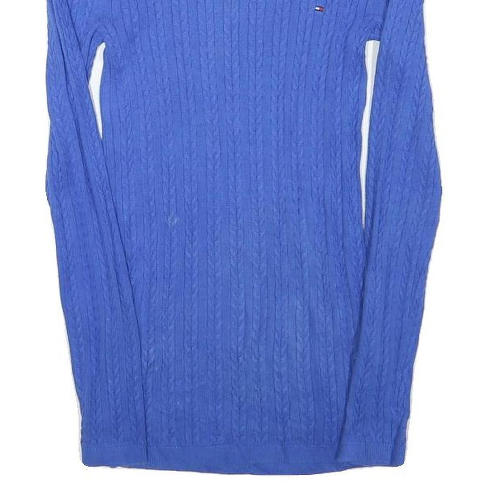 TOMMY HILFIGER Womens Blue Patterned Crew Neck Basic Knit XXS Cotton Blend