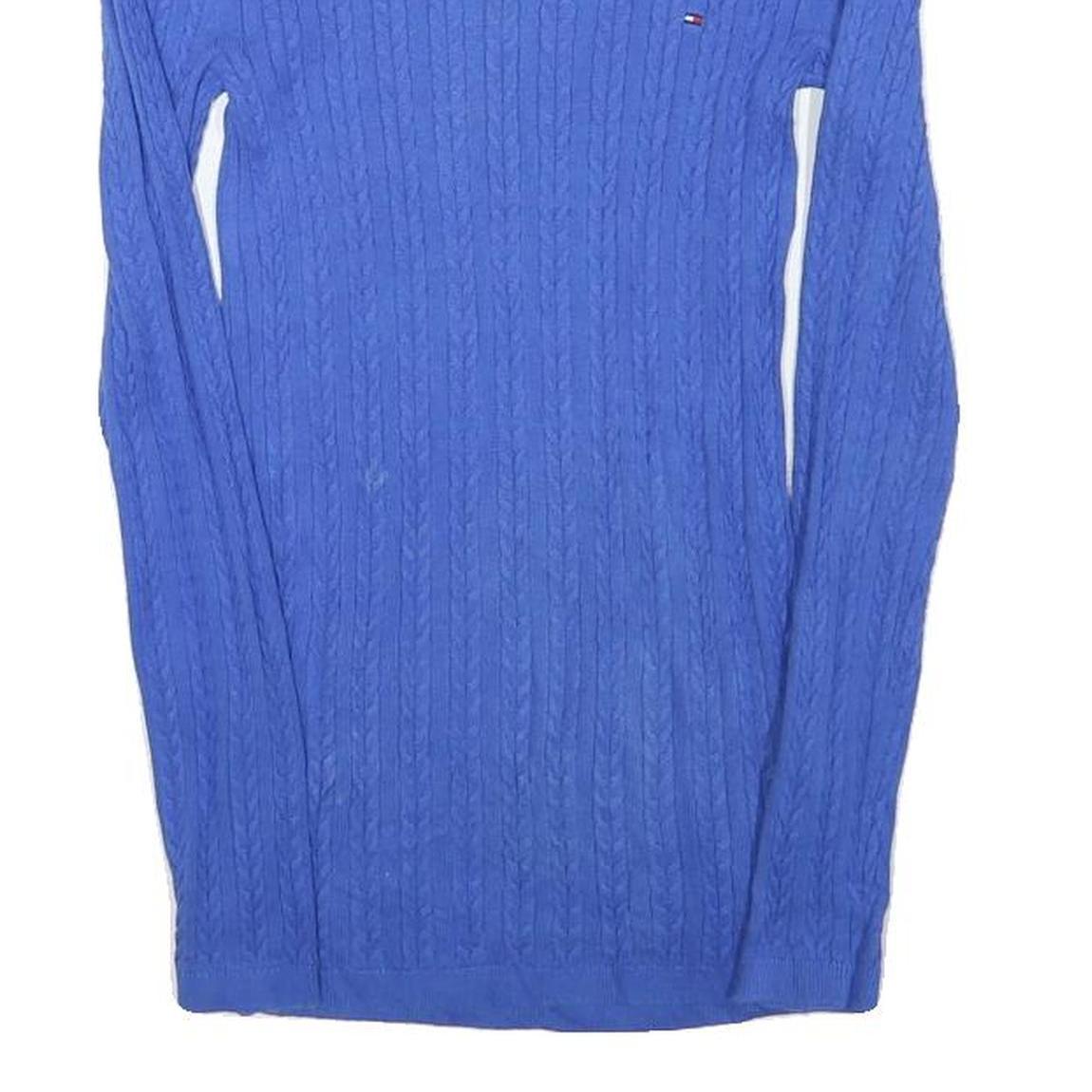 TOMMY HILFIGER Womens Blue Patterned Crew Neck Basic Knit XXS Cotton Blend