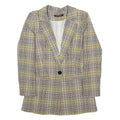 S'EBO Womens Beige & Brown Checked Blazer Jacket S Polyester Blend Button