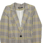 S'EBO Womens Beige & Brown Checked Blazer Jacket S Polyester Blend Button