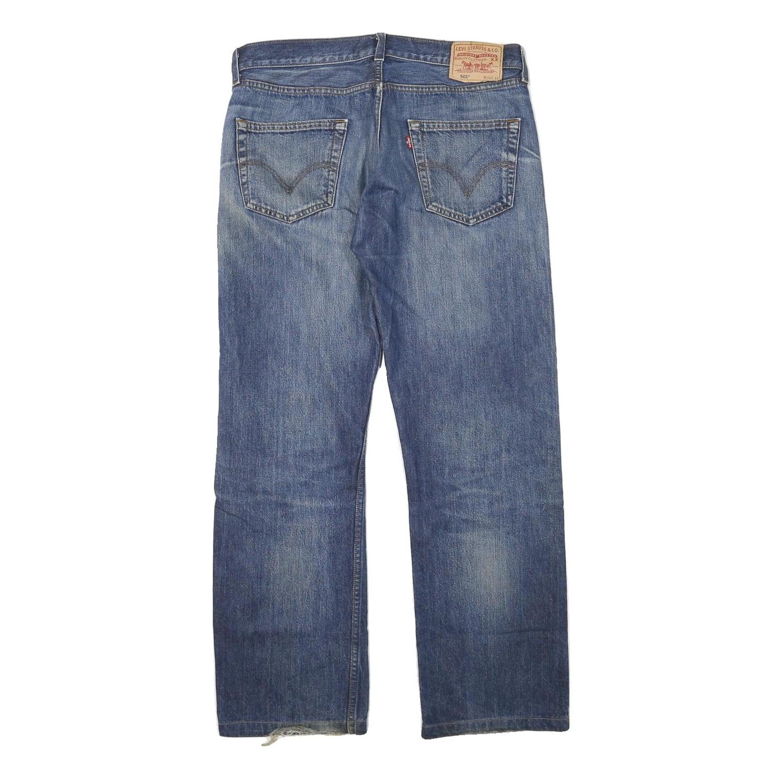 LEVI'S Mens Jeans Blue Regular Straight Denim Medium W32 L29 Button Cotton Blend