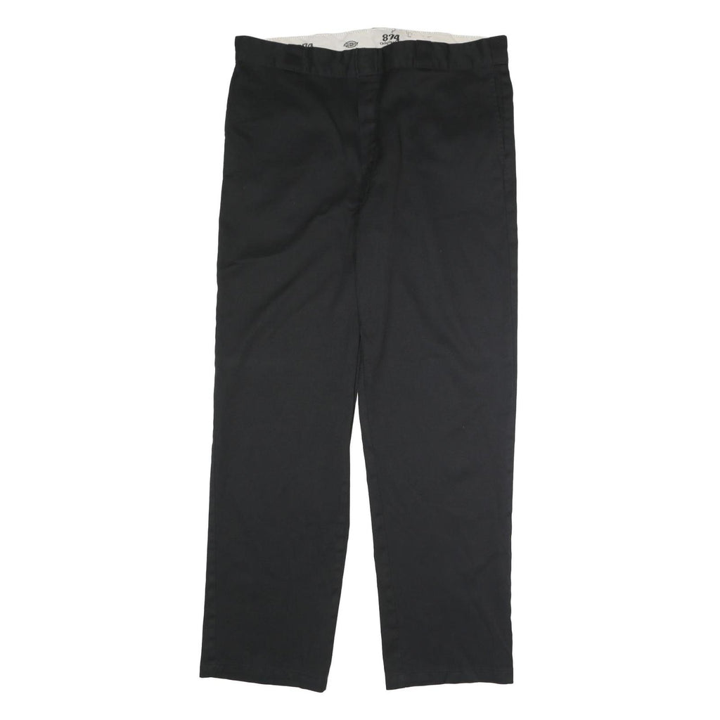 DICKIES Mens Black Classic Straight Trousers W40 L34 Workwear Zip Closure