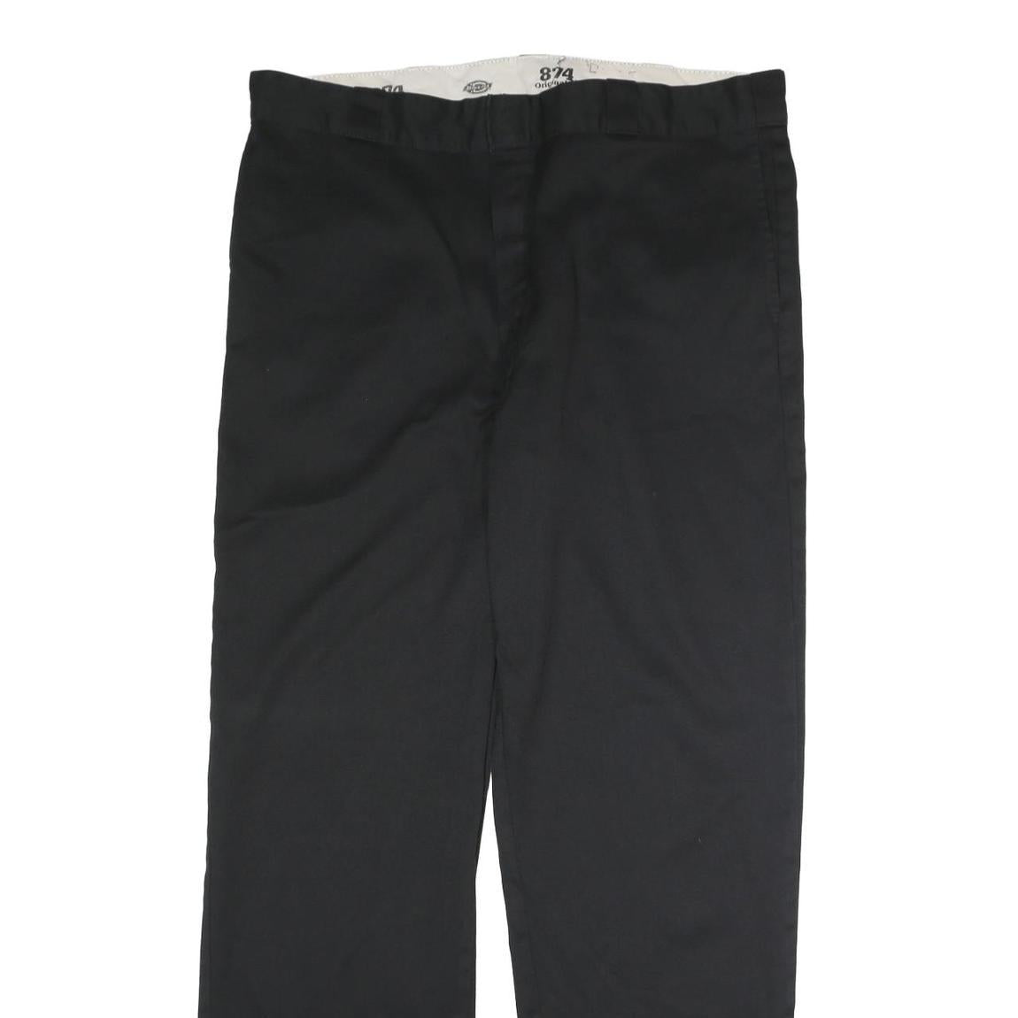 DICKIES Mens Black Classic Straight Trousers W40 L34 Workwear Zip Closure