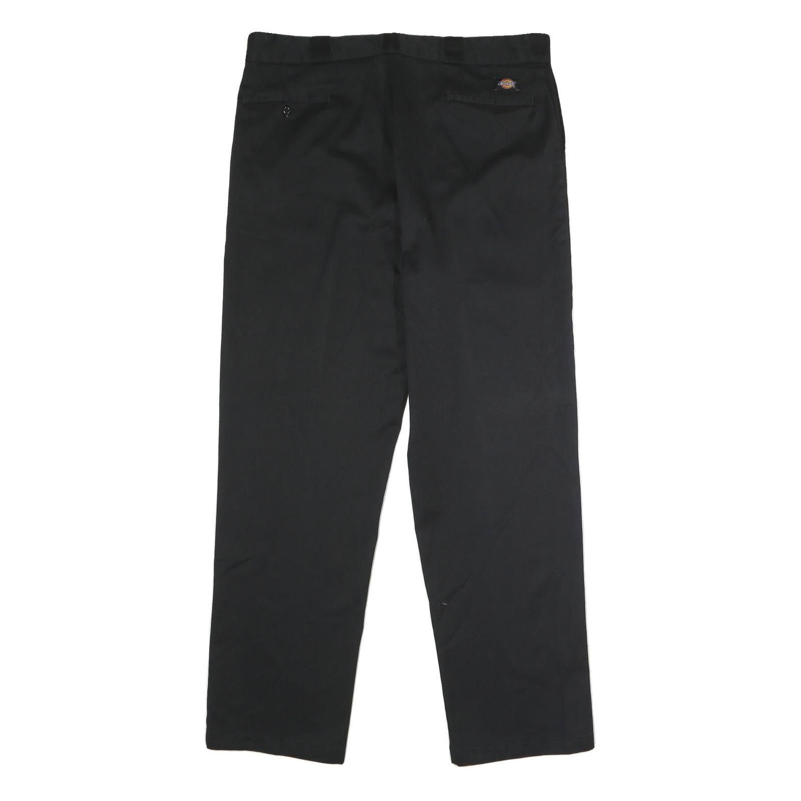 DICKIES Mens Black Classic Straight Trousers W40 L34 Workwear Zip Closure