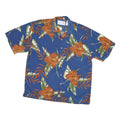 BLUE ISLAND Mens Blue & Orange Floral Polyester Shirt L Summer Casual Beach