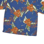 BLUE ISLAND Mens Blue & Orange Floral Polyester Shirt L Summer Casual Beach