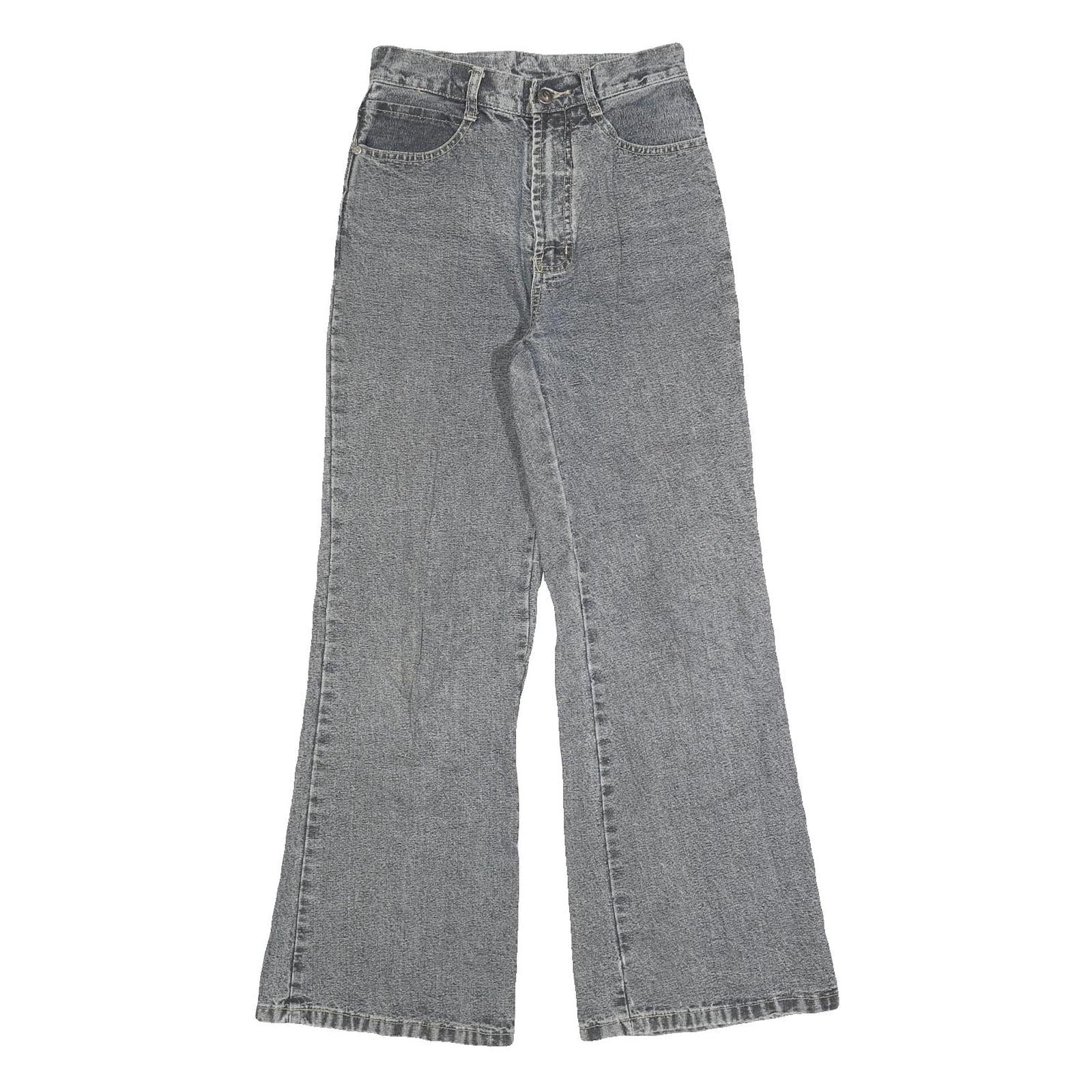 HEFENG Womens Regular Fit Grey Denim Jeans W24 L28 Casual Comfortable Pockets