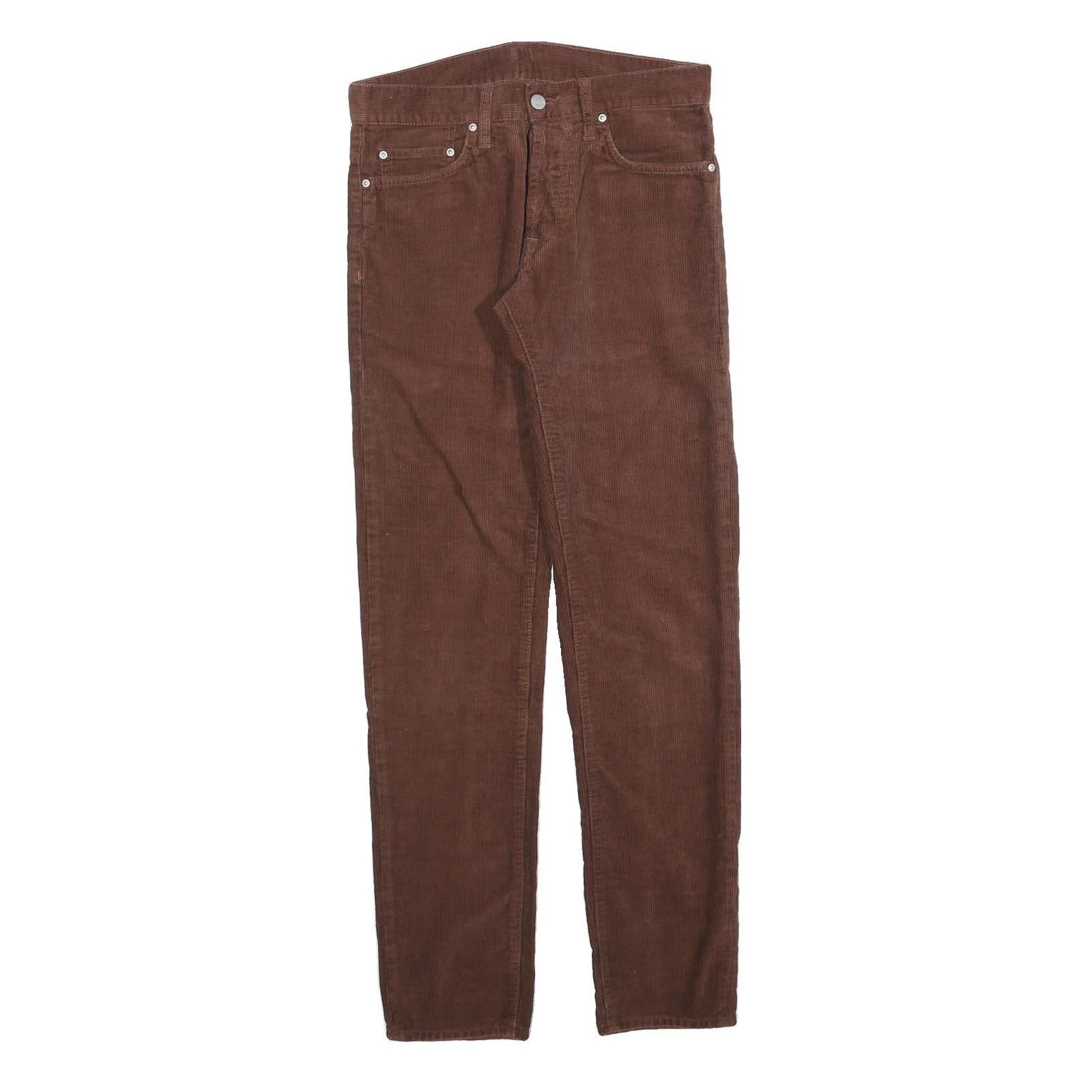 CARHARTT Mens Brown Cotton Blend Slim Straight Trousers W28 L32 Casual Wear