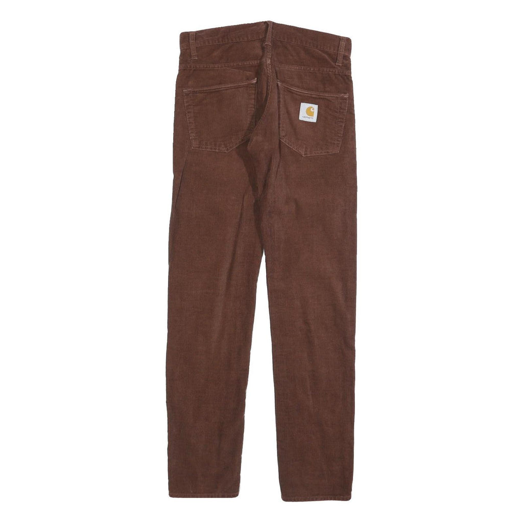 CARHARTT Mens Brown Cotton Blend Slim Straight Trousers W28 L32 Casual Wear
