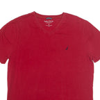 NAUTICA Mens T-Shirt Red V-Neck XL