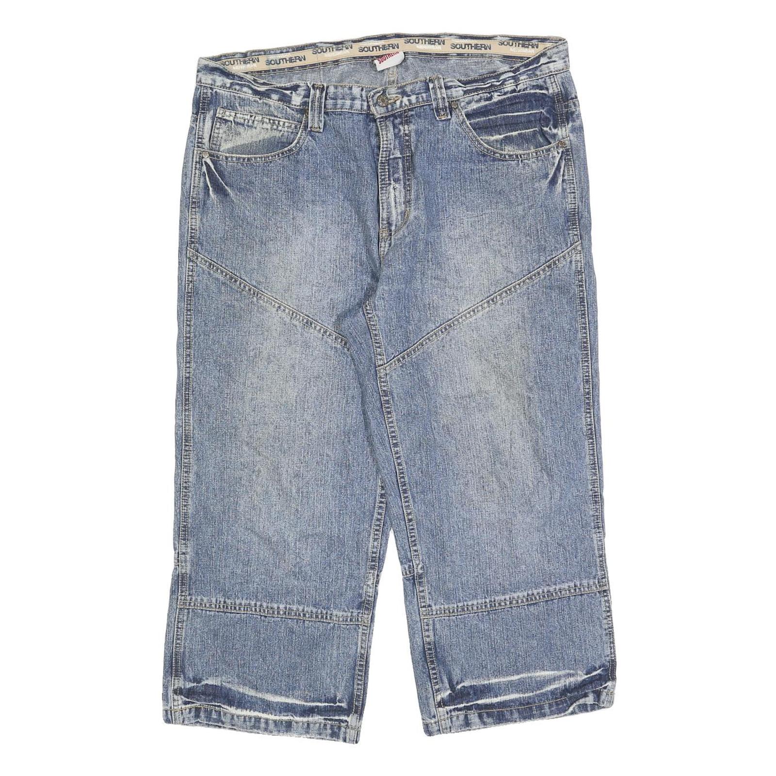 SOUTHERN Mens Denim Blue Casual Shorts XL W38 Cotton Blend Relaxed Fit