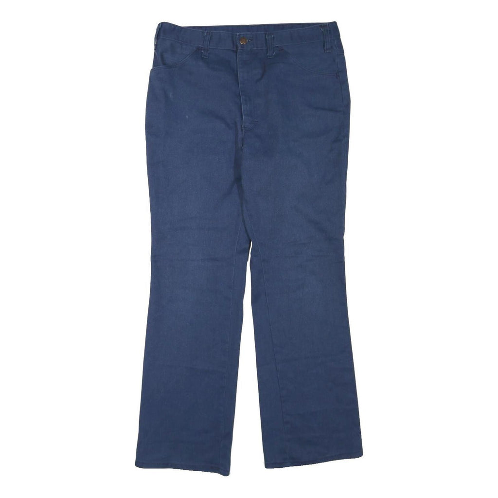 DICKIES Mens Cotton Blend Navy Blue Regular Straight Trousers W34 L30 Workwear