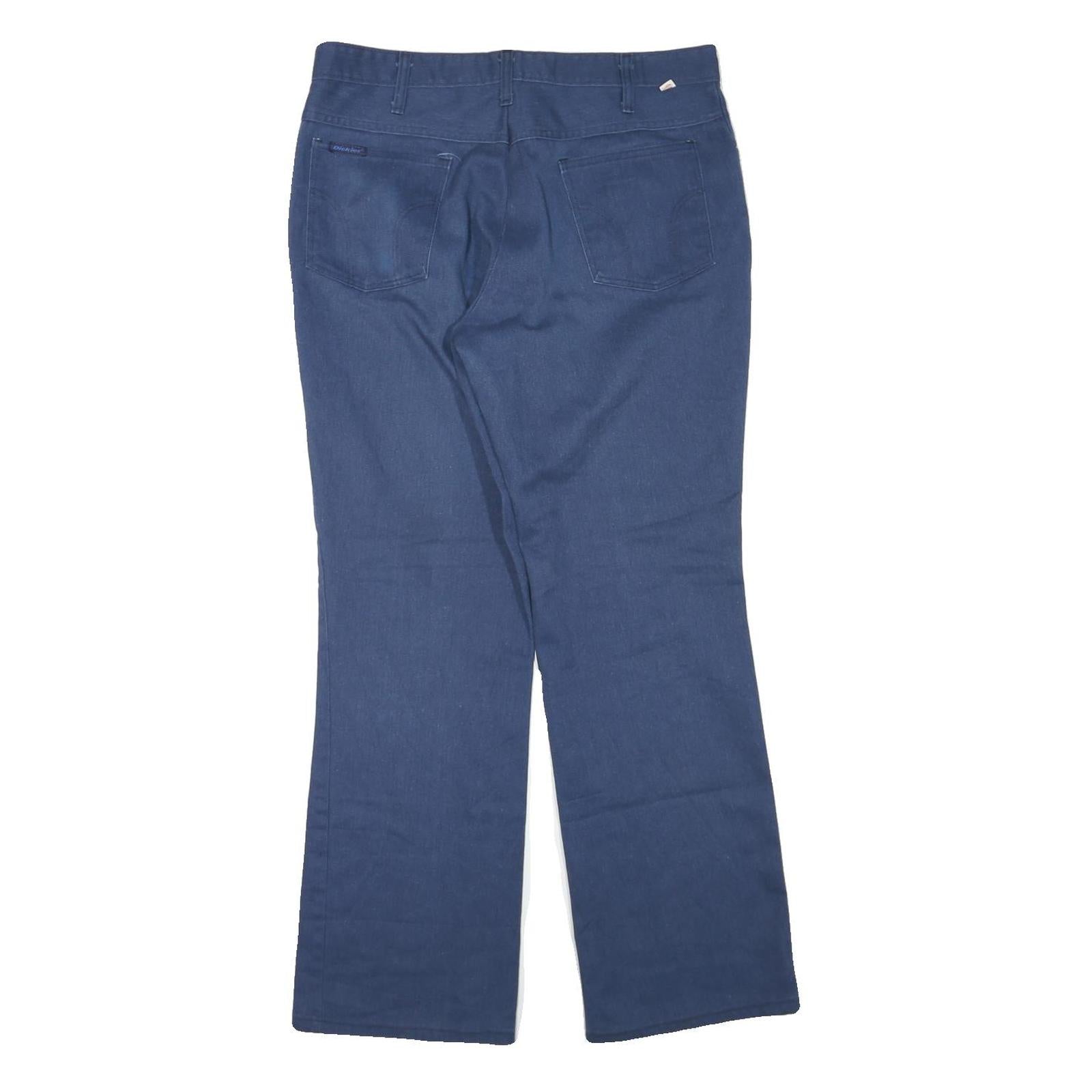 DICKIES Mens Cotton Blend Navy Blue Regular Straight Trousers W34 L30 Workwear