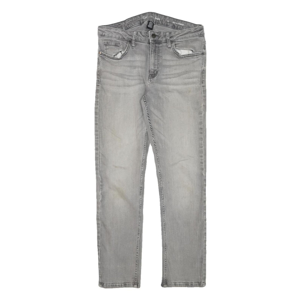 Calvin Klein Womens Slim Grey Denim Jeans W28 L27 Stylish Zip Closure