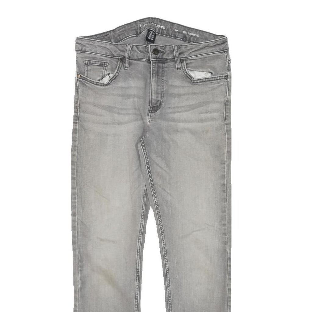 Calvin Klein Womens Slim Grey Denim Jeans W28 L27 Stylish Zip Closure