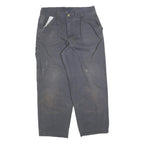 DICKIES Mens Cotton Blend Relaxed Grey Workwear Trousers W36 L32 Durable Zip