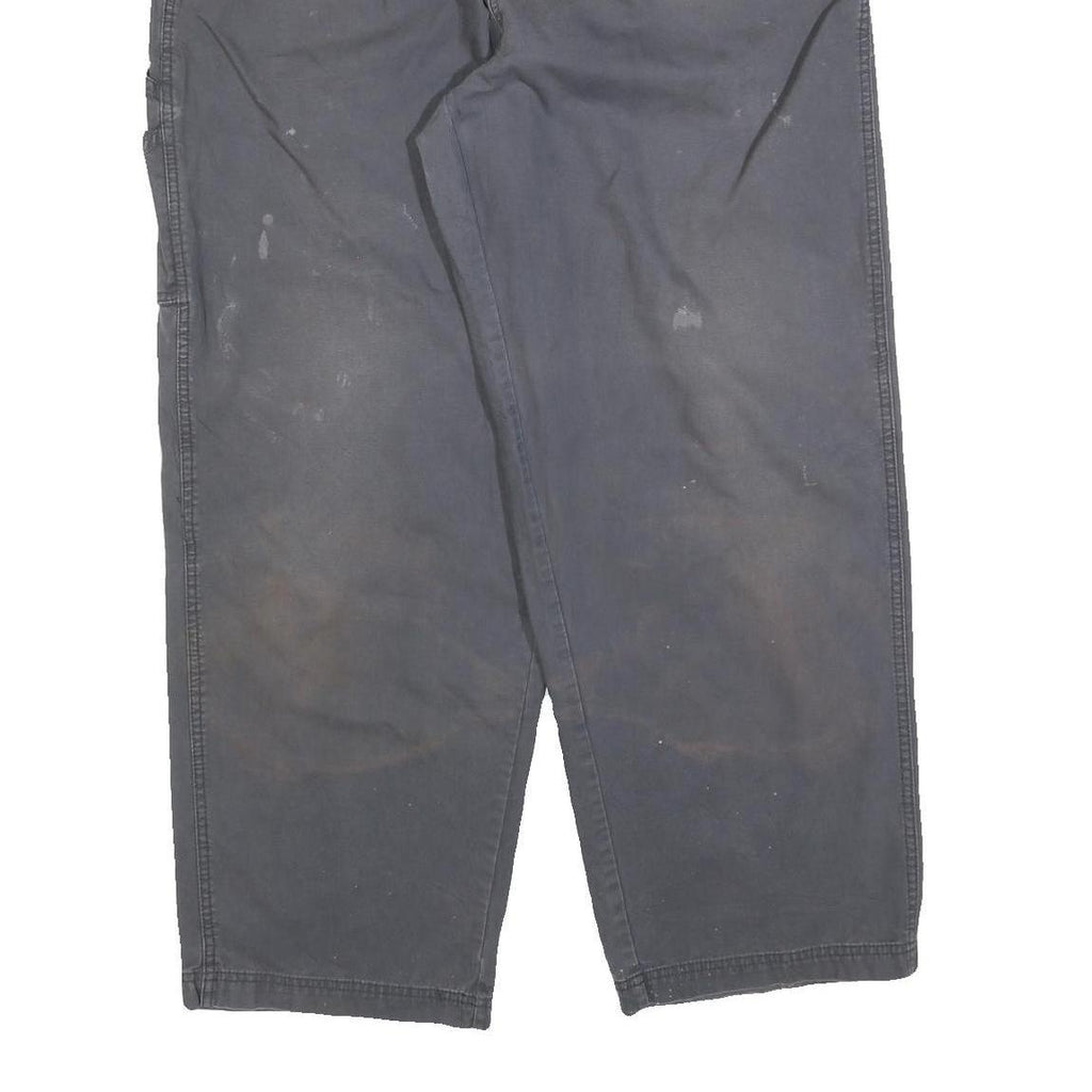 DICKIES Mens Cotton Blend Relaxed Grey Workwear Trousers W36 L32 Durable Zip