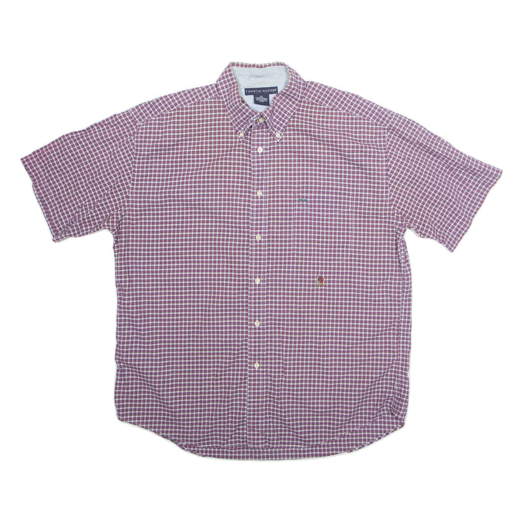TOMMY HILFIGER Mens Shirt Red Check Short Sleeve XL