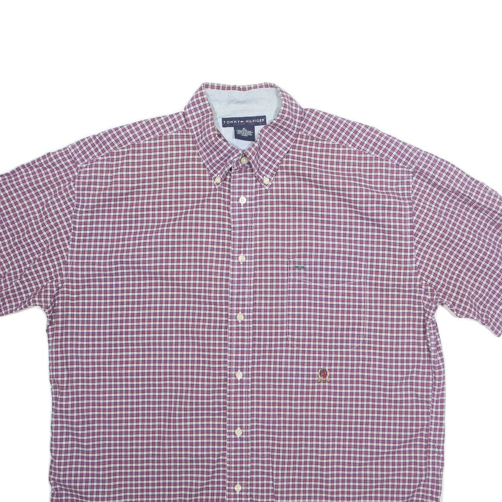 TOMMY HILFIGER Mens Shirt Red Check Short Sleeve XL