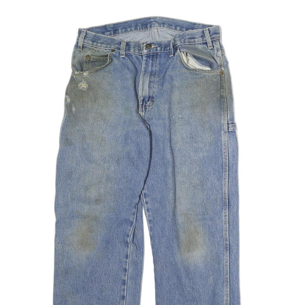 DICKIES Mens Light Blue Regular Fit Straight Denim Jeans W32 L30 Workwear Zip