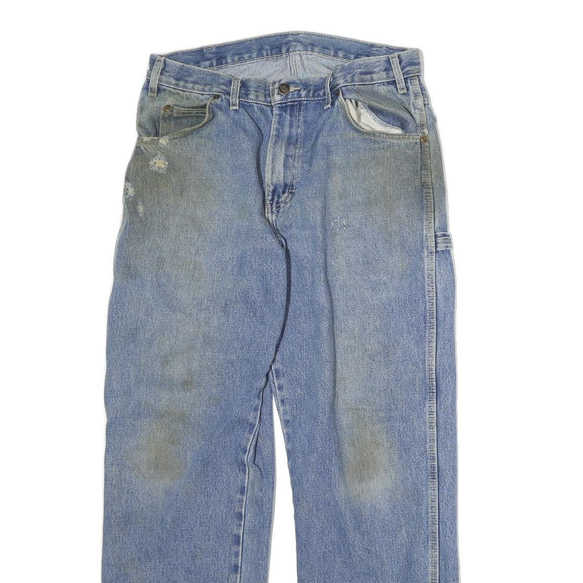 DICKIES Mens Light Blue Regular Fit Straight Denim Jeans W32 L30 Workwear Zip