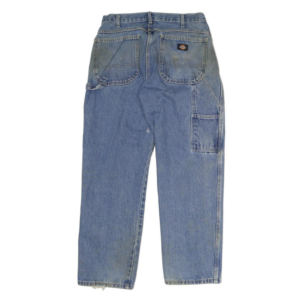 DICKIES Mens Light Blue Regular Fit Straight Denim Jeans W32 L30 Workwear Zip