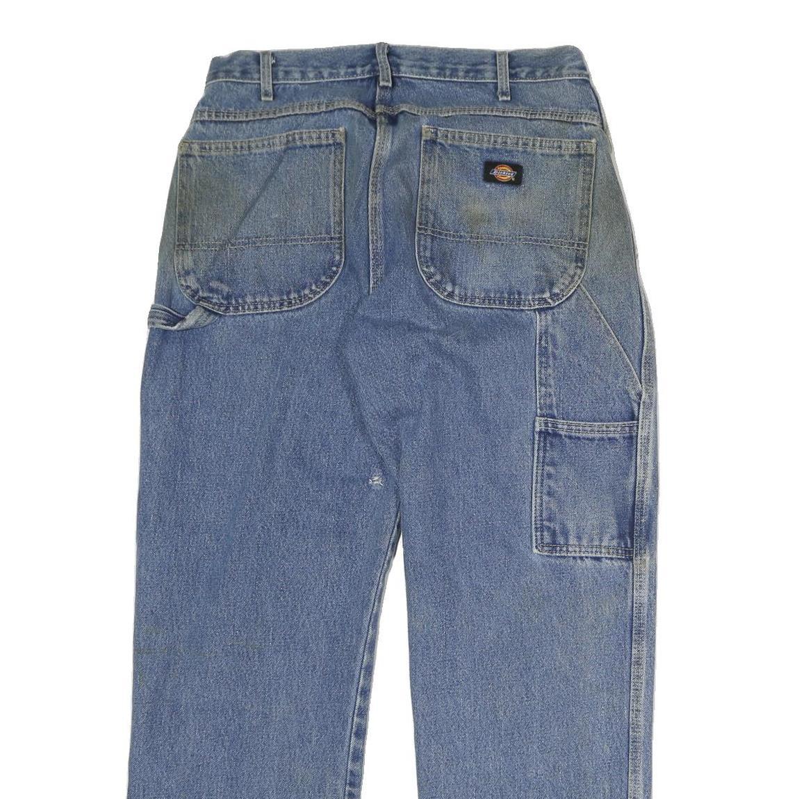 DICKIES Mens Light Blue Regular Fit Straight Denim Jeans W32 L30 Workwear Zip