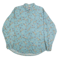 RUFF HEWN Mens Blue Cotton Bird Print Shirt XL Button-Down Long Sleeve Casual