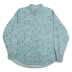 RUFF HEWN Mens Blue Cotton Bird Print Shirt XL Button-Down Long Sleeve Casual