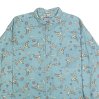 RUFF HEWN Mens Blue Cotton Bird Print Shirt XL Button-Down Long Sleeve Casual