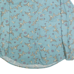RUFF HEWN Mens Blue Cotton Bird Print Shirt XL Button-Down Long Sleeve Casual
