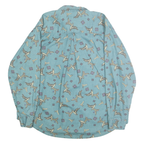 RUFF HEWN Mens Blue Cotton Bird Print Shirt XL Button-Down Long Sleeve Casual