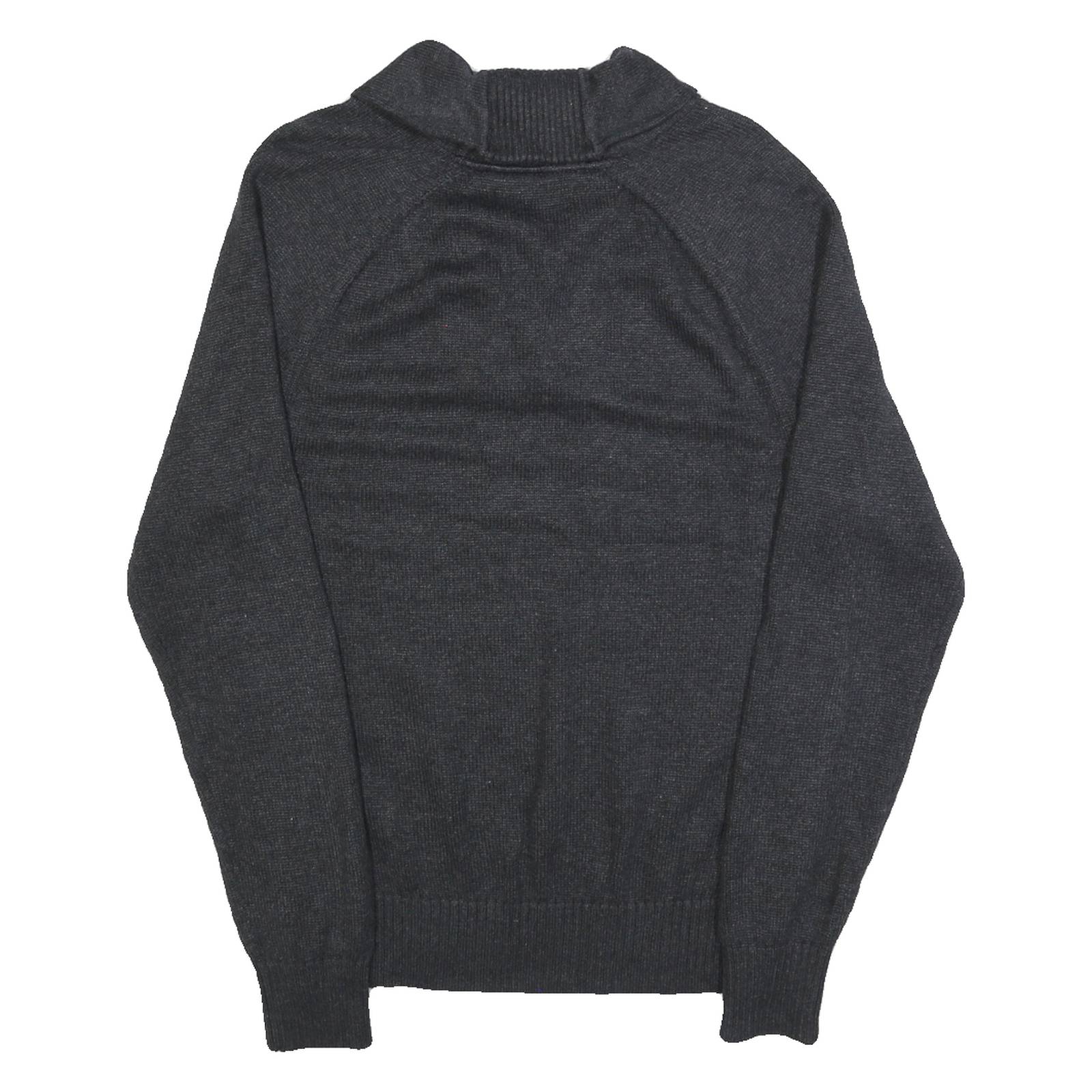 TOMMY HILFIGER Womens Grey Argyle Pattern Jumper Shawl Collar Cable Knit L