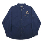 WOOLRICH Mens Blue XL Long Sleeve Cotton Shirt Highclan Ranch Embroidered