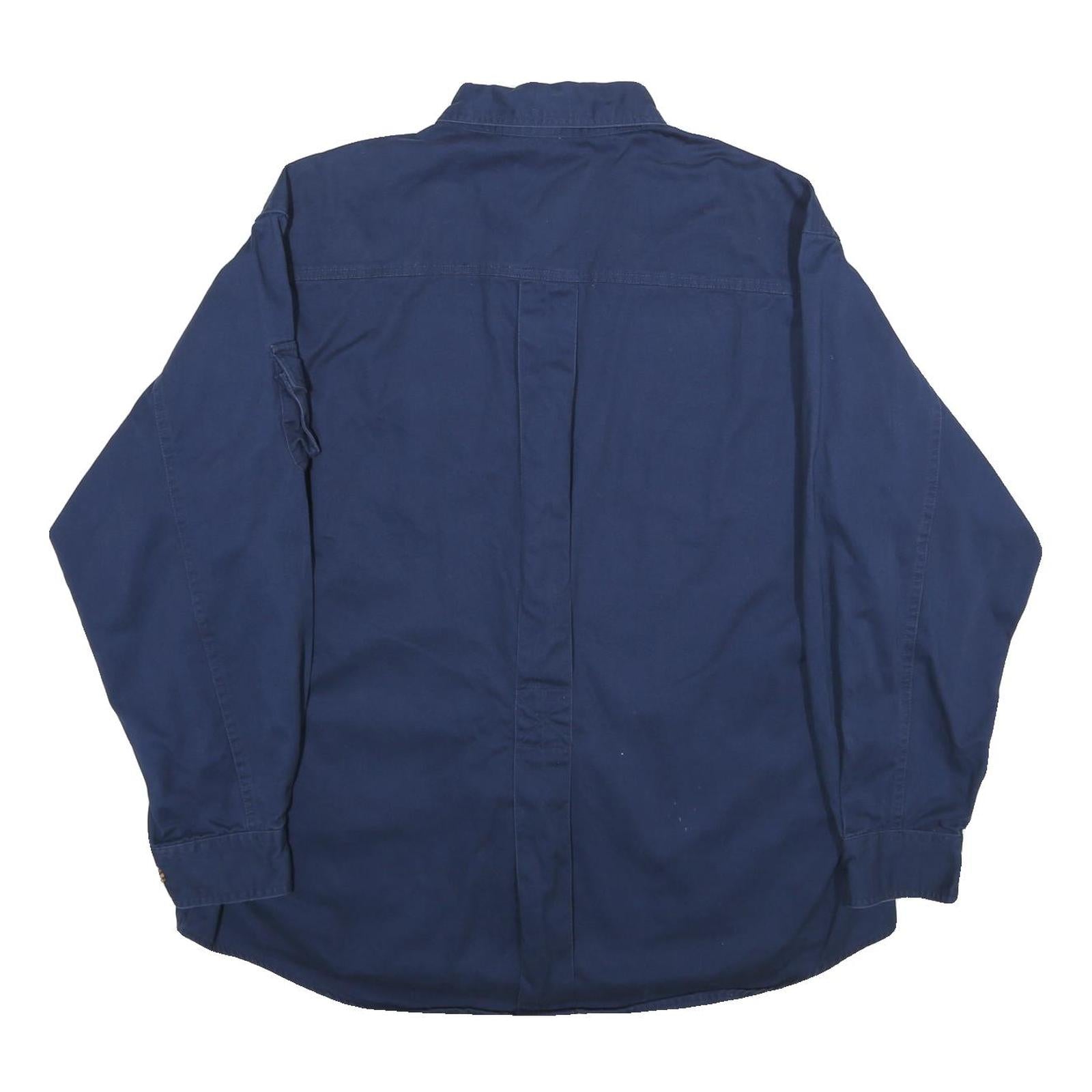 WOOLRICH Mens Blue XL Long Sleeve Cotton Shirt Highclan Ranch Embroidered