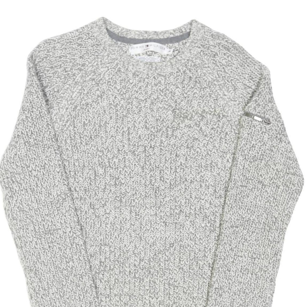 TOMMY JEANS Womens Grey Patterned Jumper Crew Neck Basic Knit Size M Casual