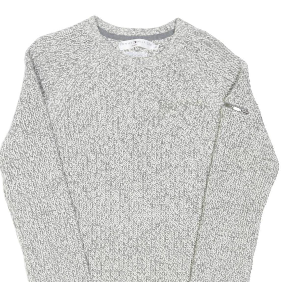 TOMMY JEANS Womens Grey Patterned Jumper Crew Neck Basic Knit Size M Casual