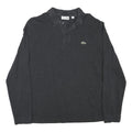LACOSTE Mens Black Long Sleeve Plain Polo Shirt L Cotton Blend Casual