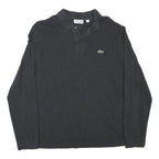 LACOSTE Mens Black Long Sleeve Plain Polo Shirt L Cotton Blend Casual