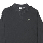 LACOSTE Mens Black Long Sleeve Plain Polo Shirt L Cotton Blend Casual
