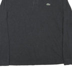 LACOSTE Mens Black Long Sleeve Plain Polo Shirt L Cotton Blend Casual