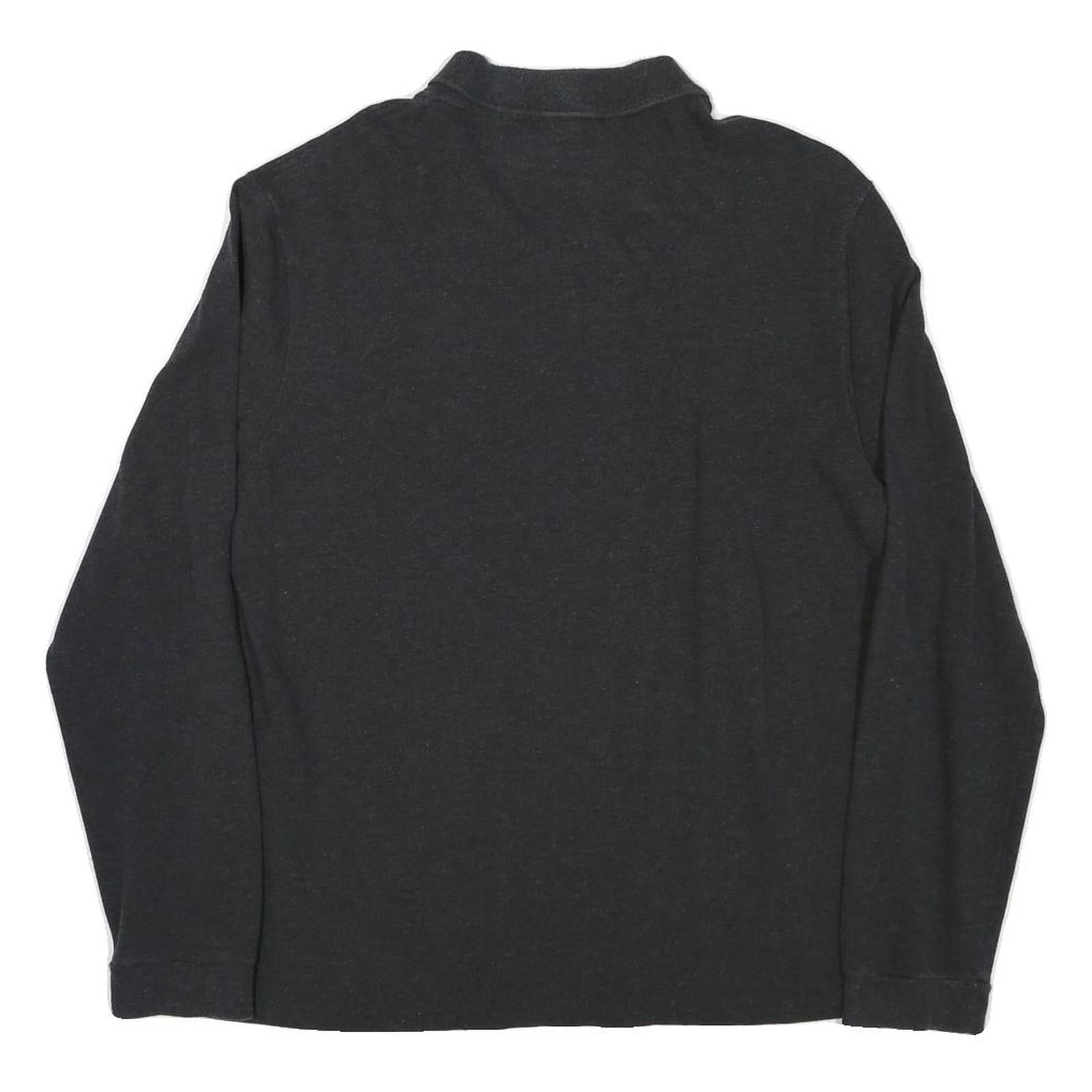 LACOSTE Mens Black Long Sleeve Plain Polo Shirt L Cotton Blend Casual