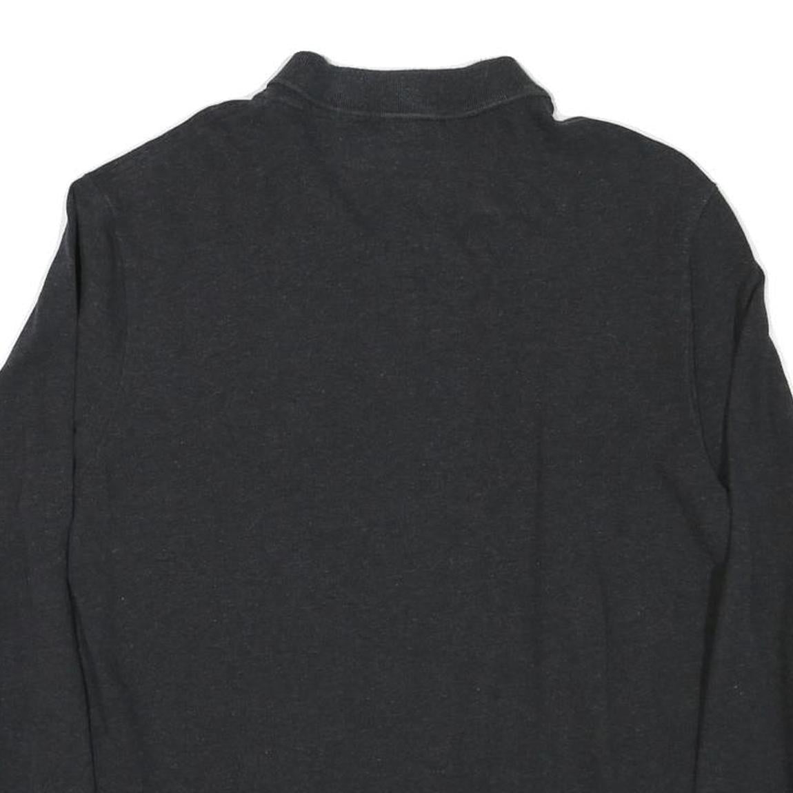 LACOSTE Mens Black Long Sleeve Plain Polo Shirt L Cotton Blend Casual