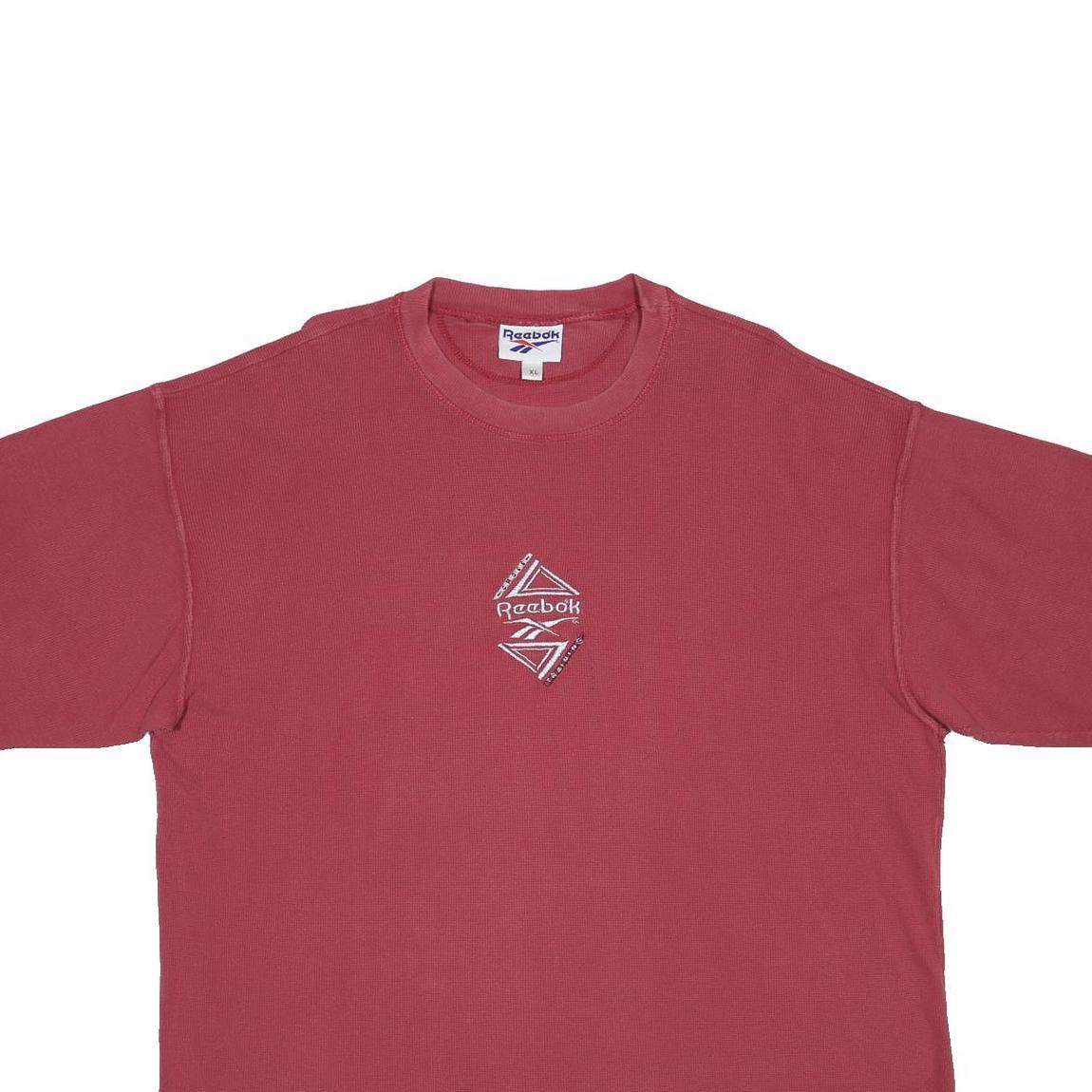 REEBOK Mens Red T-Shirt XL Short Sleeve Crew Neck Logo Cotton Blend Casual