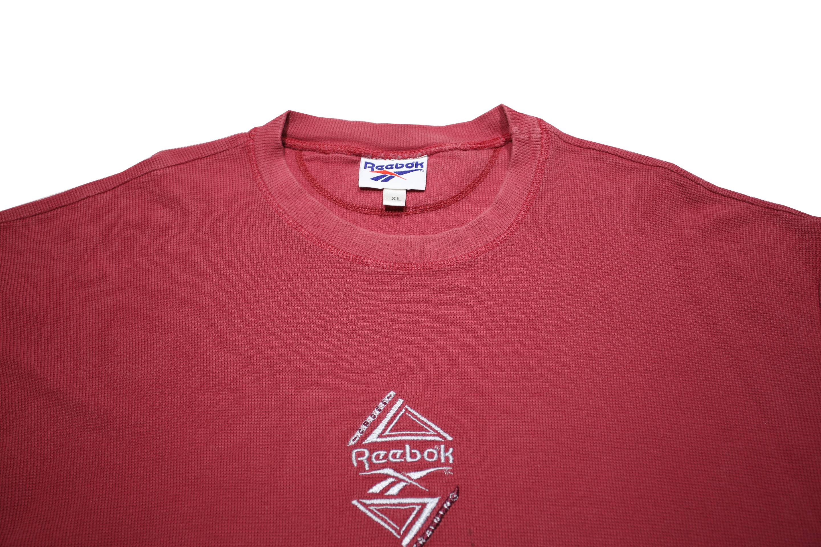 REEBOK Mens Red T-Shirt XL Short Sleeve Crew Neck Logo Cotton Blend Casual