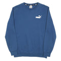 PUMA Mens Blue Crew Neck S Cotton Blend Sweatshirt Puma Logo Casual