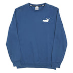 PUMA Mens Blue Crew Neck S Cotton Blend Sweatshirt Puma Logo Casual