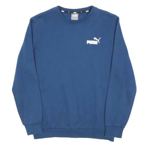 PUMA Mens Blue Crew Neck S Cotton Blend Sweatshirt Puma Logo Casual