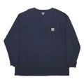 CARHARTT Mens Navy Blue Pocket T-Shirt XL Long Sleeve Crew Neck Cotton Blend
